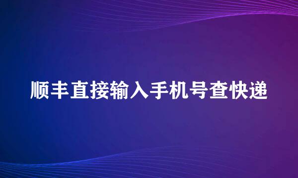 顺丰直接输入手机号查快递