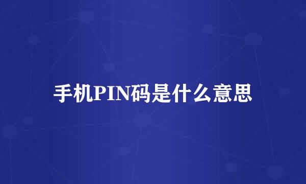 手机PIN码是什么意思