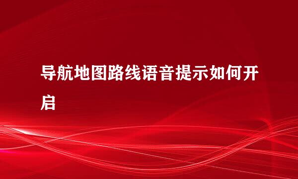 导航地图路线语音提示如何开启