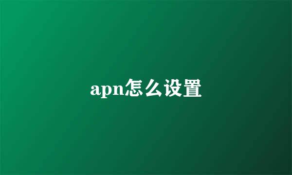 apn怎么设置