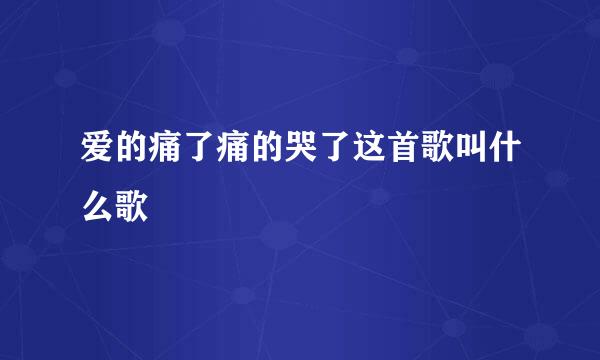 爱的痛了痛的哭了这首歌叫什么歌