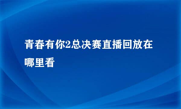 青春有你2总决赛直播回放在哪里看