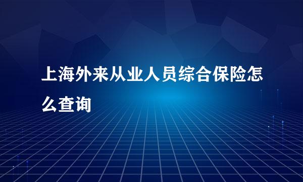 上海外来从业人员综合保险怎么查询