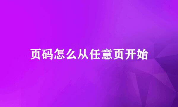 页码怎么从任意页开始