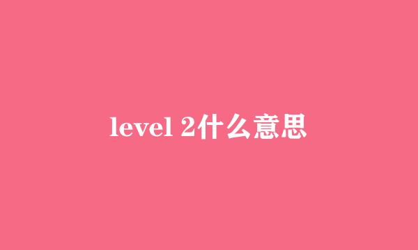 level 2什么意思