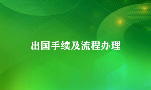 出国手续及流程办理