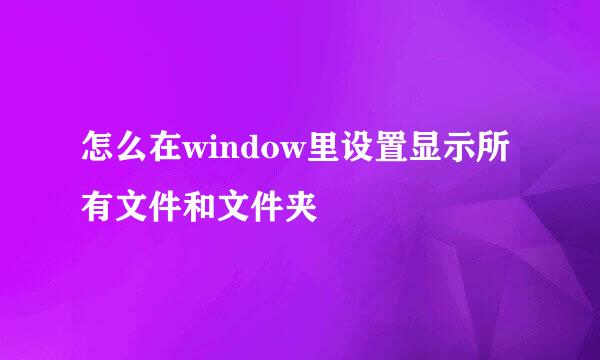 怎么在window里设置显示所有文件和文件夹