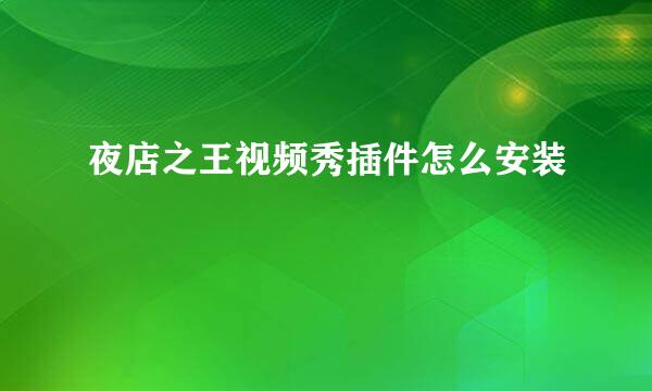 夜店之王视频秀插件怎么安装