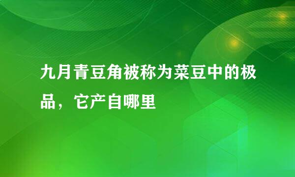 九月青豆角被称为菜豆中的极品，它产自哪里