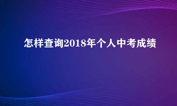 怎样查询2018年个人中考成绩