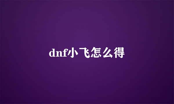 dnf小飞怎么得