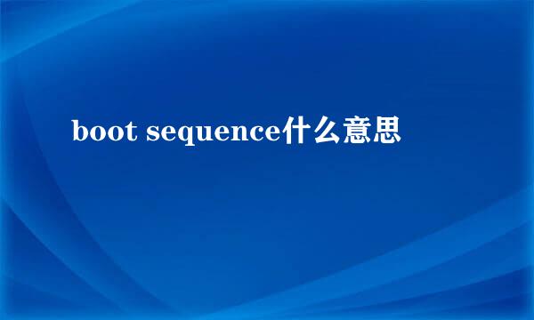 boot sequence什么意思