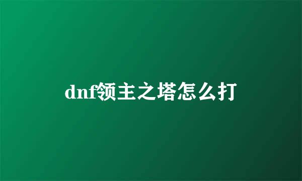 dnf领主之塔怎么打