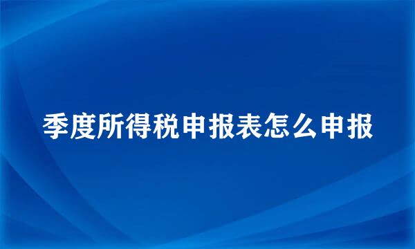 季度所得税申报表怎么申报