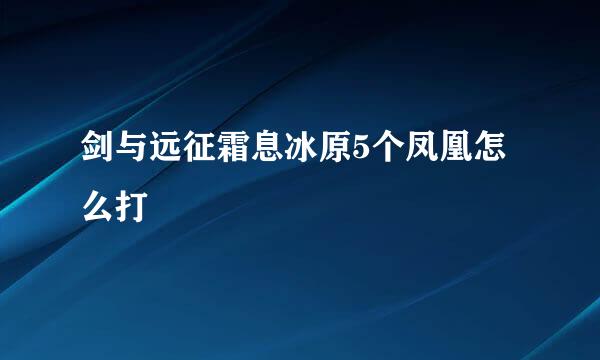 剑与远征霜息冰原5个凤凰怎么打