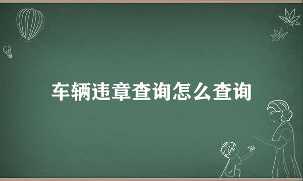 车辆违章查询怎么查询