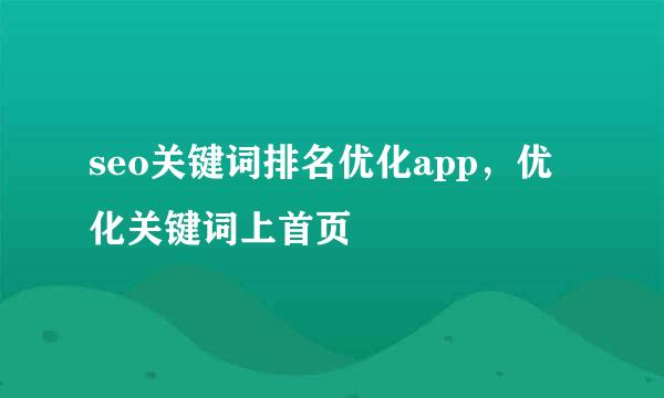 seo关键词排名优化app，优化关键词上首页