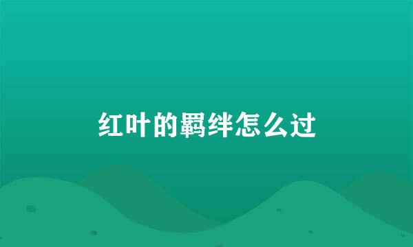 红叶的羁绊怎么过