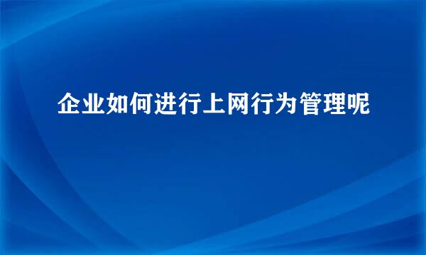 企业如何进行上网行为管理呢