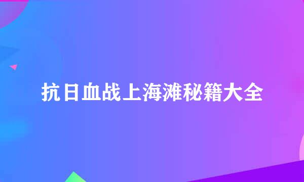 抗日血战上海滩秘籍大全