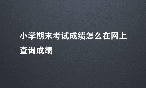 小学期末考试成绩怎么在网上查询成绩