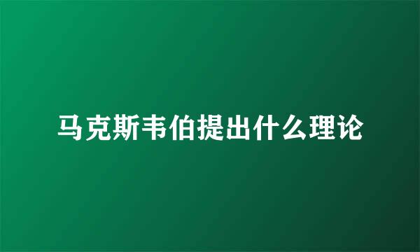 马克斯韦伯提出什么理论