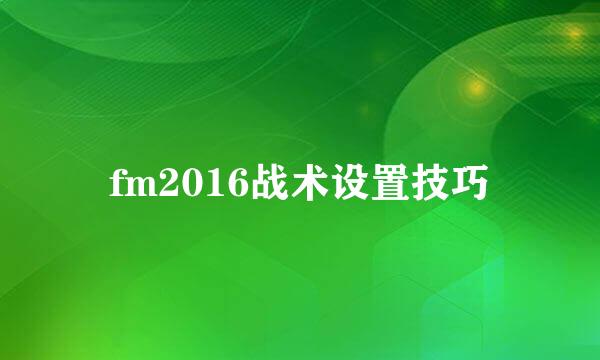 fm2016战术设置技巧