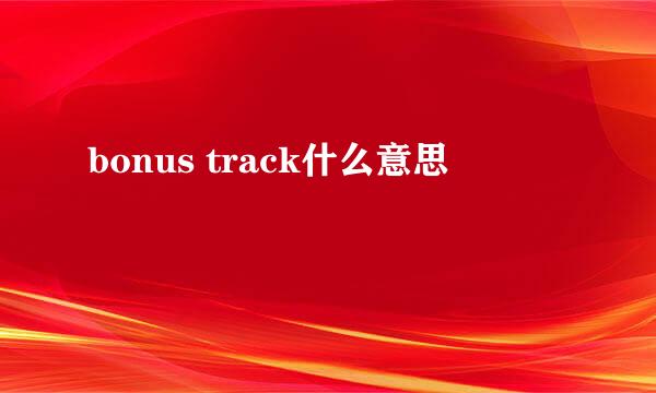 bonus track什么意思