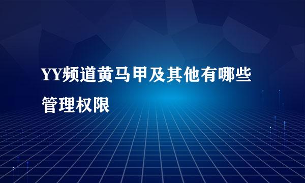 YY频道黄马甲及其他有哪些管理权限