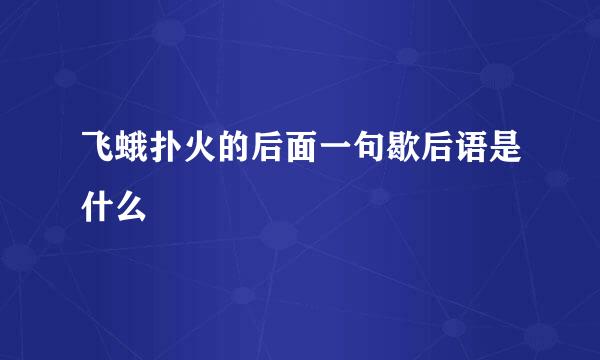 飞蛾扑火的后面一句歇后语是什么