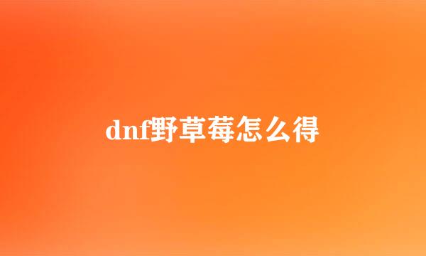 dnf野草莓怎么得