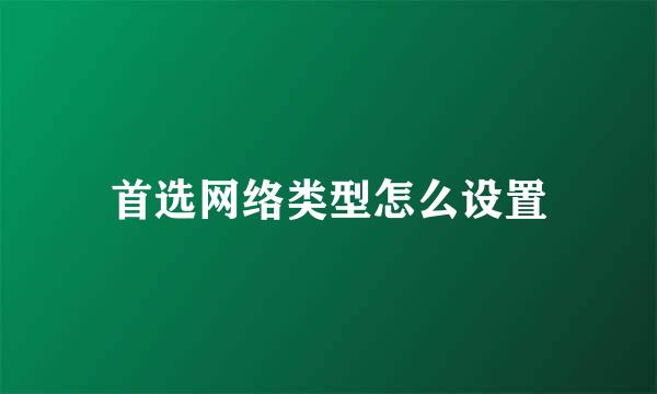 首选网络类型怎么设置