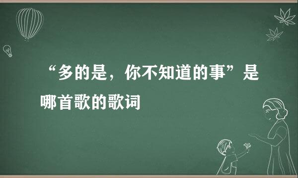 “多的是，你不知道的事”是哪首歌的歌词