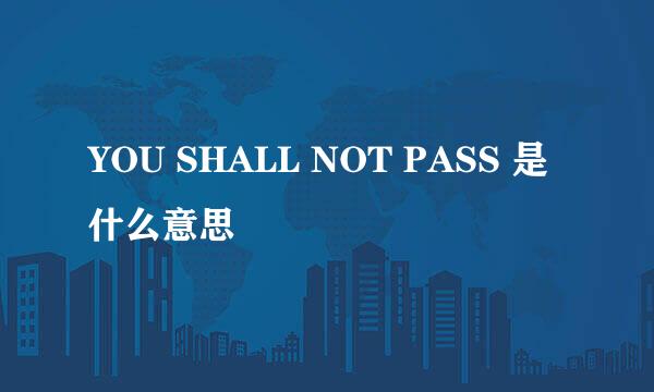 YOU SHALL NOT PASS 是什么意思