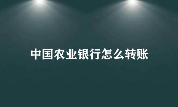 中国农业银行怎么转账