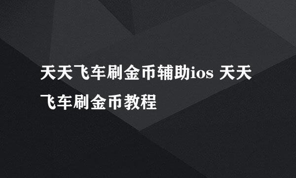 天天飞车刷金币辅助ios 天天飞车刷金币教程