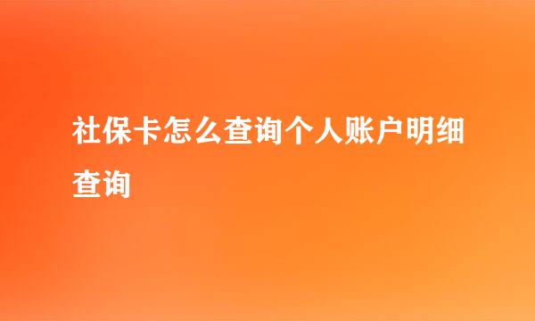 社保卡怎么查询个人账户明细查询