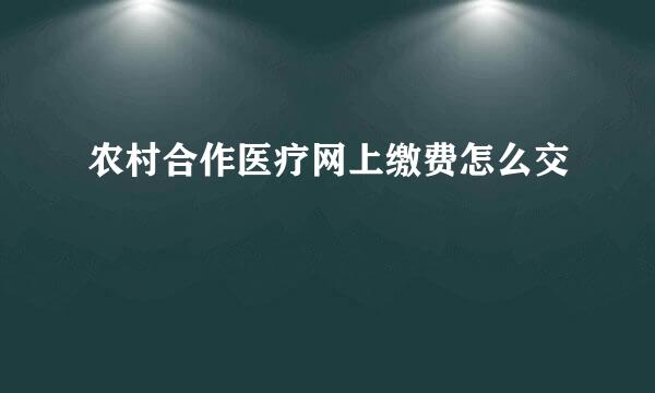 农村合作医疗网上缴费怎么交