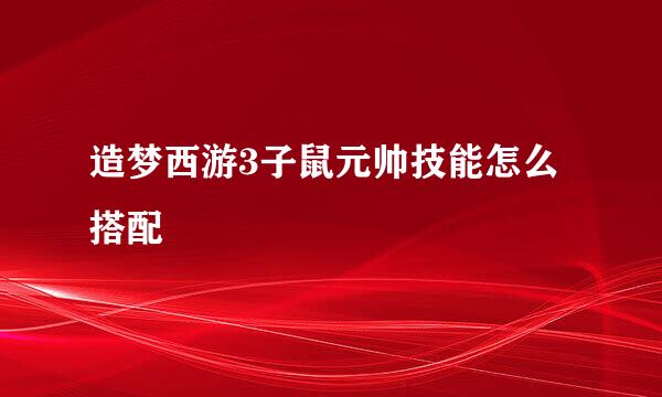 造梦西游3子鼠元帅技能怎么搭配