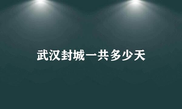 武汉封城一共多少天