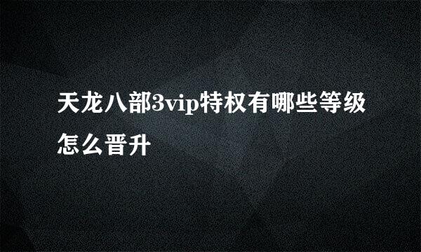 天龙八部3vip特权有哪些等级怎么晋升