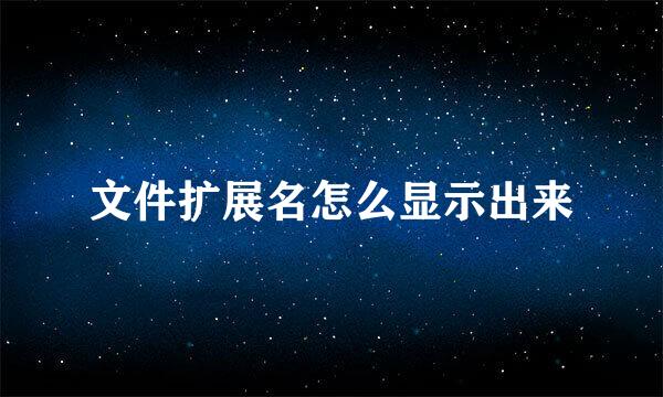 文件扩展名怎么显示出来