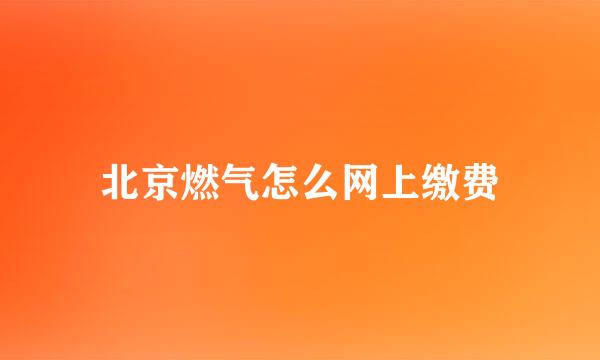 北京燃气怎么网上缴费