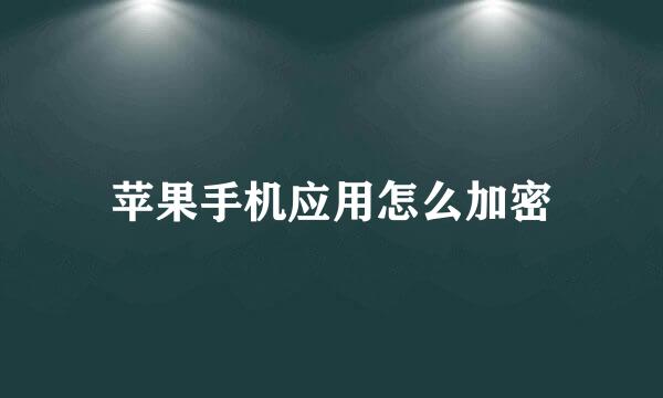 苹果手机应用怎么加密