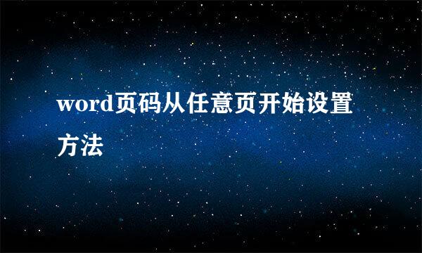 word页码从任意页开始设置方法