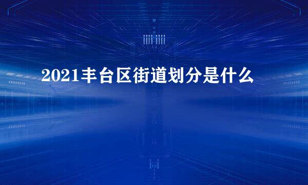 2021丰台区街道划分是什么