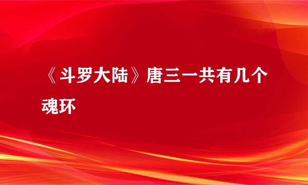 《斗罗大陆》唐三一共有几个魂环