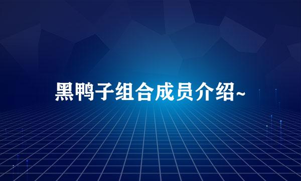 黑鸭子组合成员介绍~