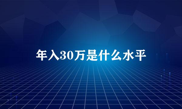 年入30万是什么水平