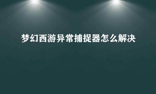 梦幻西游异常捕捉器怎么解决